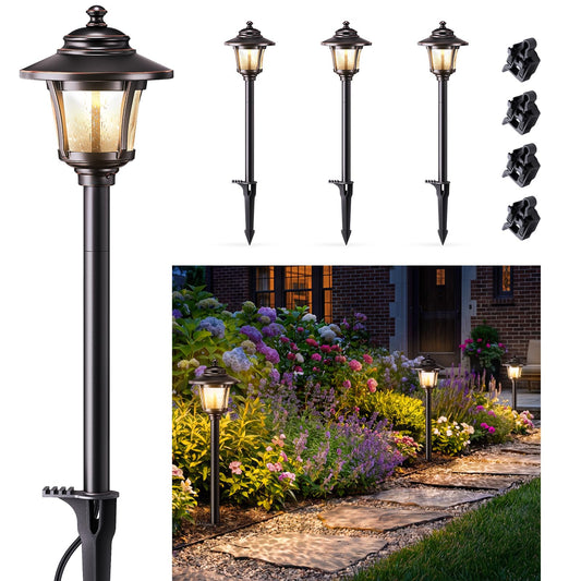 HIBOITEC ORB Low Voltage Landscape Lighting, 3W 150LM 2700K 12V-24V Wired Path Lights, Die-Cast Aluminum Waterproof Outdoor LED Lights for Walkway