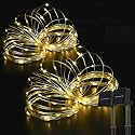 BEEWIN 2 Pack 33ft 100 LED Solar Copper String Lights,8 Modes Christmas Fairy Lights Waterproof IP65 Twinkle Lighting Indoor Outdoor Fairy Firefly