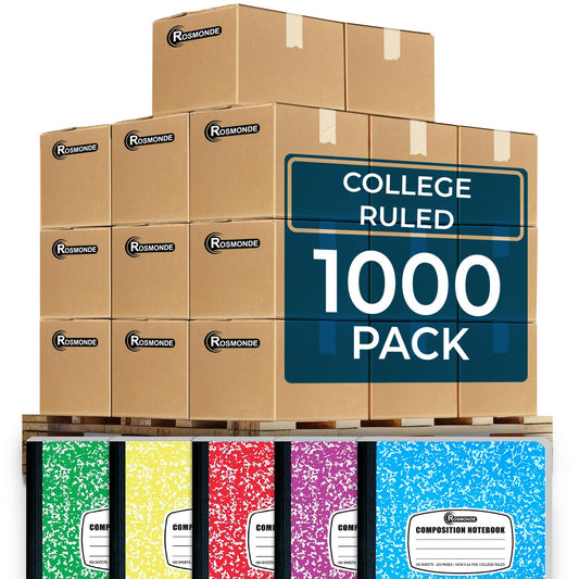 Rosmonde 1000 Pack Composition Notebooks Bulk, College Ruled, Color Marble