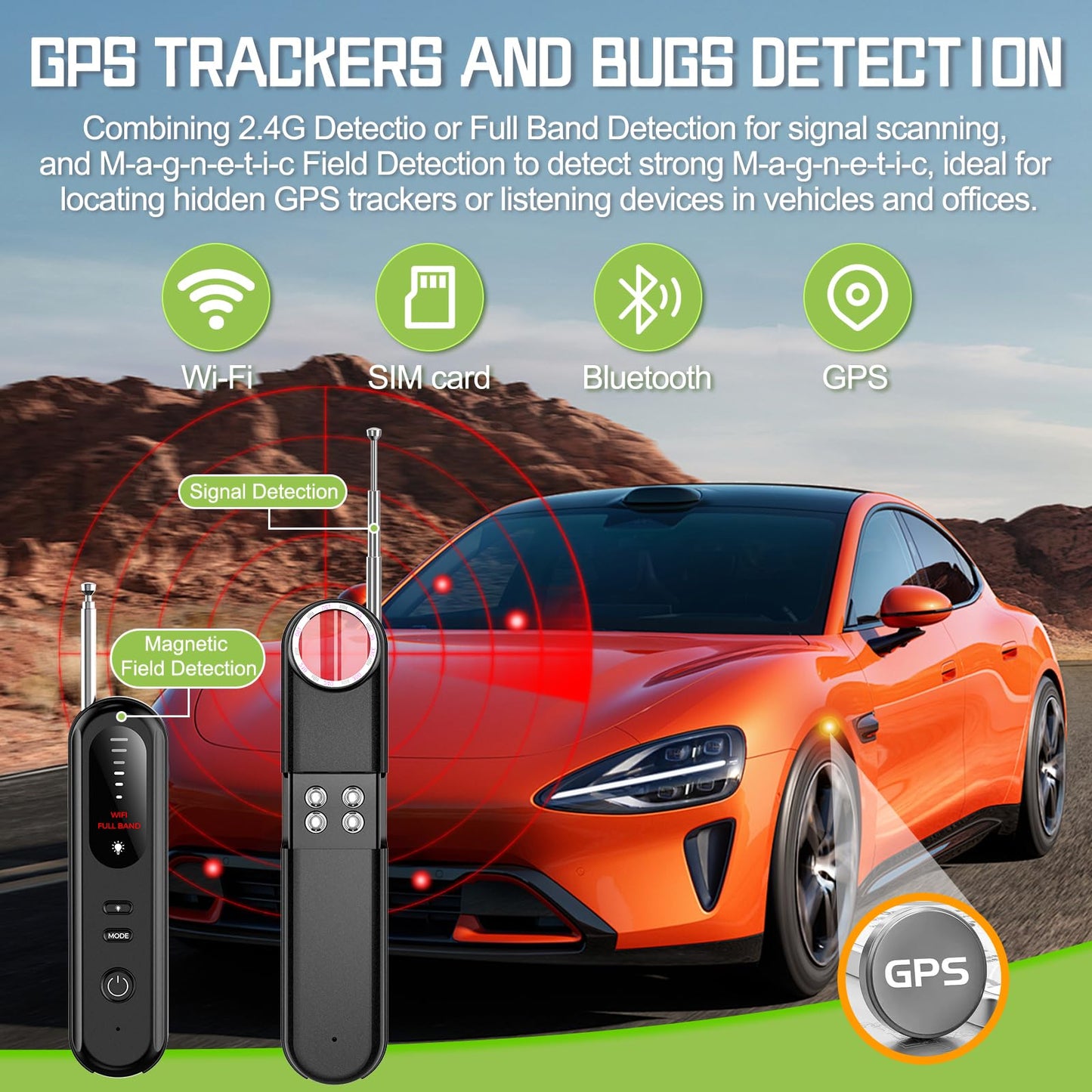 J.Stanar Hidden Camera Detector for Travel, RF Bug Detector and Tracker Finder for Bugged Cameras, GPS Trackers- Hotel/Public Restroom/Vehicles, Bug