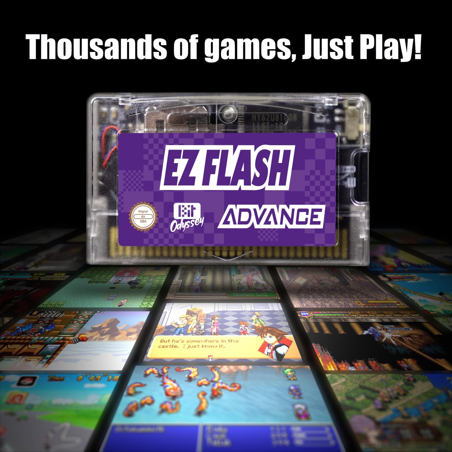 EZ Flash AIR Advance. Retro-Themed Flash Cart for GBA + 32 GB SD Card Pre-Loaded with Games | Collector’s Packaging