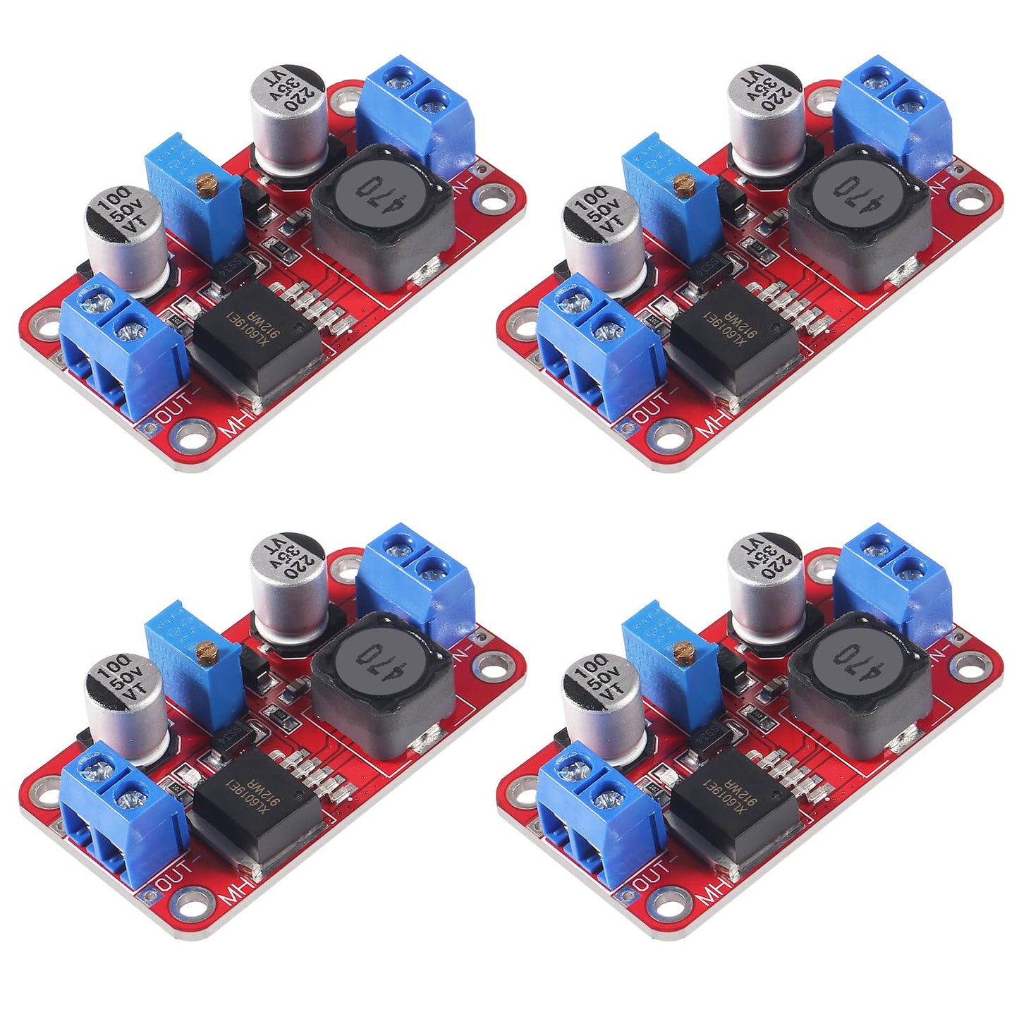 4PCS XL6019 5A Step Up Power Module, Adjustable DC-DC 3.3V-35V to 5V 6V 9V 12V 24V Voltage Regulator Power Modules Boost Module