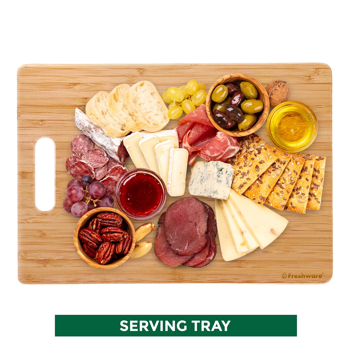 Bamboo Cutting Boards for Kitchen [Set of 3] Wood Cutting Board for Chopping Meat, Vegetables, Fruits, Cheese, Knife Friendly Serving Tray…