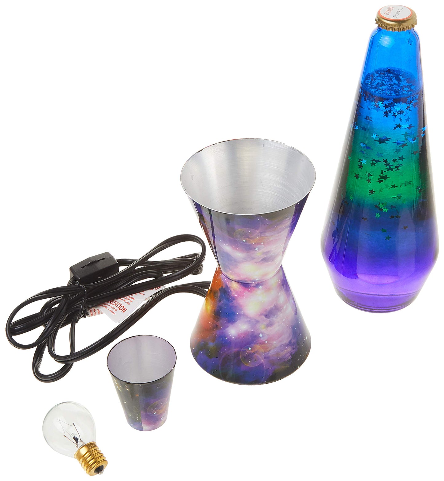 Lava Lamp 2600 Colormax Galaxy 14.5-inch, with Silver Glitter, Clear Liquid, Tri-Colored Globe, Galaxy Decal Base