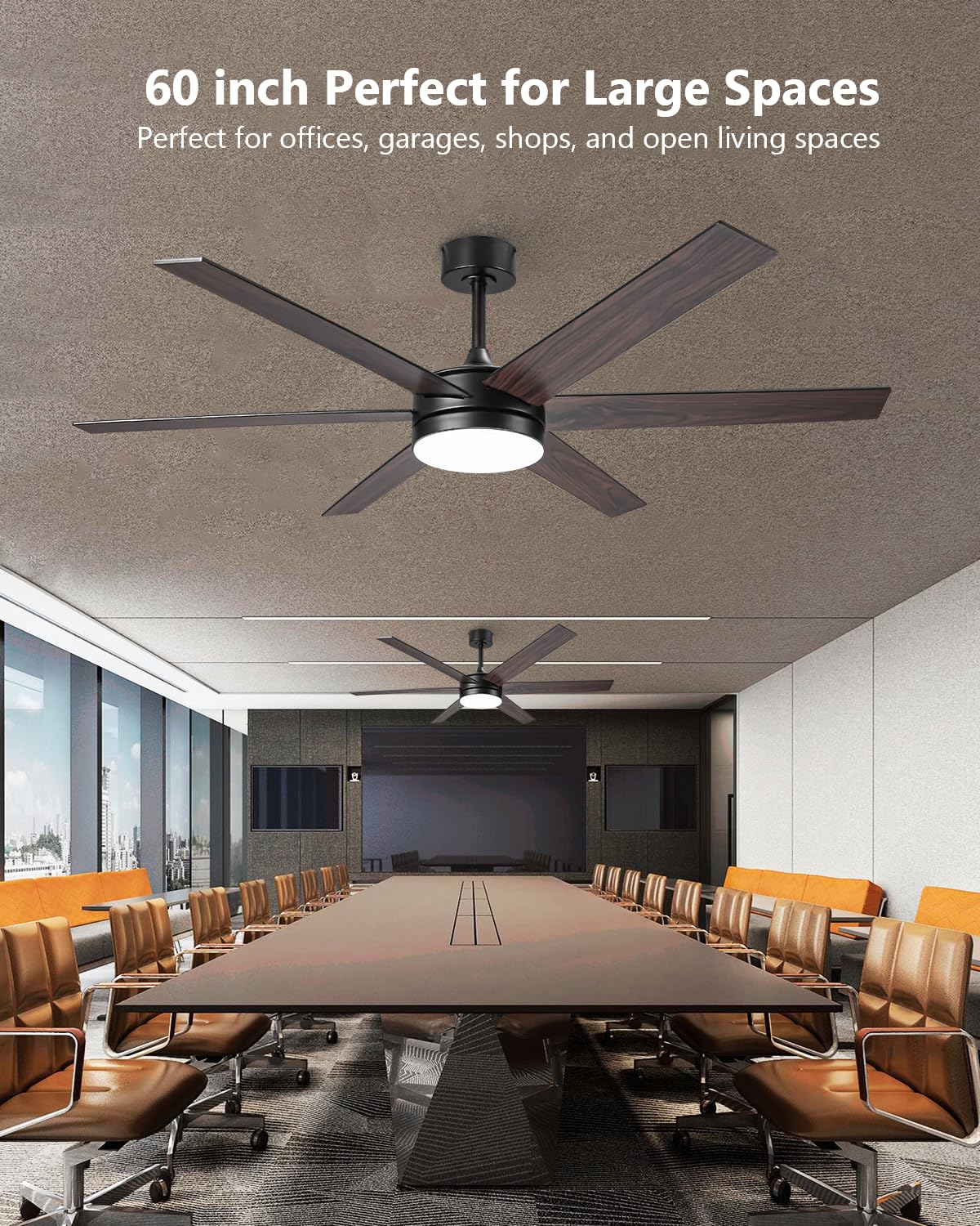 Vaczon 60 Inch Large Ceiling Fans with Lights and Remote, Smart Remote/APP