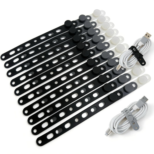 Lantellex 30Pcs Silicone Cable Ties, Office Desk Organizer Accessories, Reusable Wire Ties Management with Lock Buckle, Adjustable Charger Cable Strap