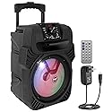 Pyle PPHP844B 400 Watts Portable Indoor Outdoor Bluetooth Speaker System with Rechargeable Battery and Flashing Party Lights (2 Pack)