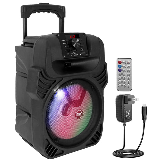 Pyle PPHP844B 400 Watts Portable Indoor Outdoor Bluetooth Speaker System with Rechargeable Battery and Flashing Party Lights (2 Pack)