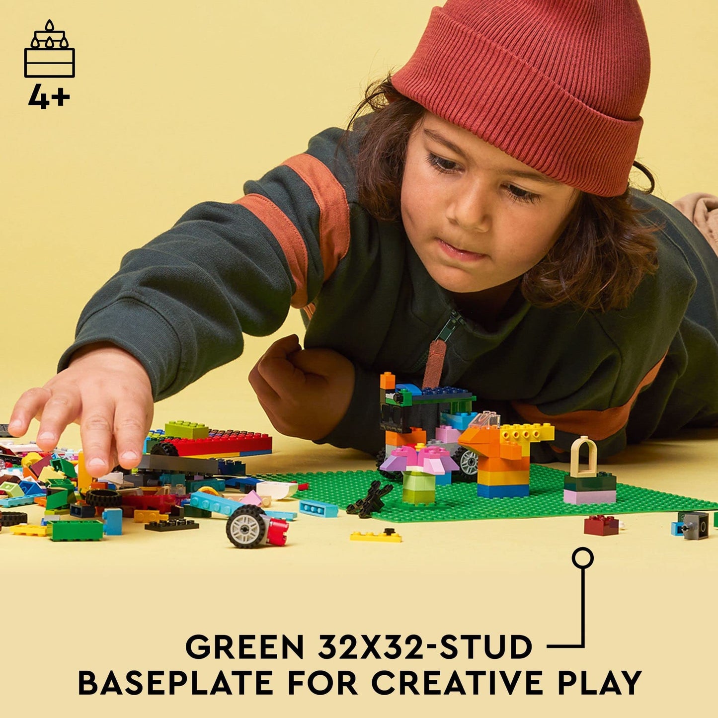 LEGO Classic Green Baseplate 32x32 Studs – Square Foundation for Building, Playing & Displaying Brick Creations, Landscapes 11023