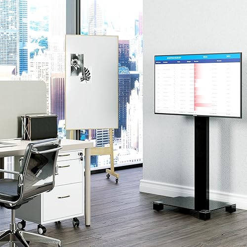 SONOROUS PL-2510 Premium TV Stand for Living Room & Bedroom - Modern Luxury Floor Stands with Swivel Mount & Tempered Glass Base - Universal