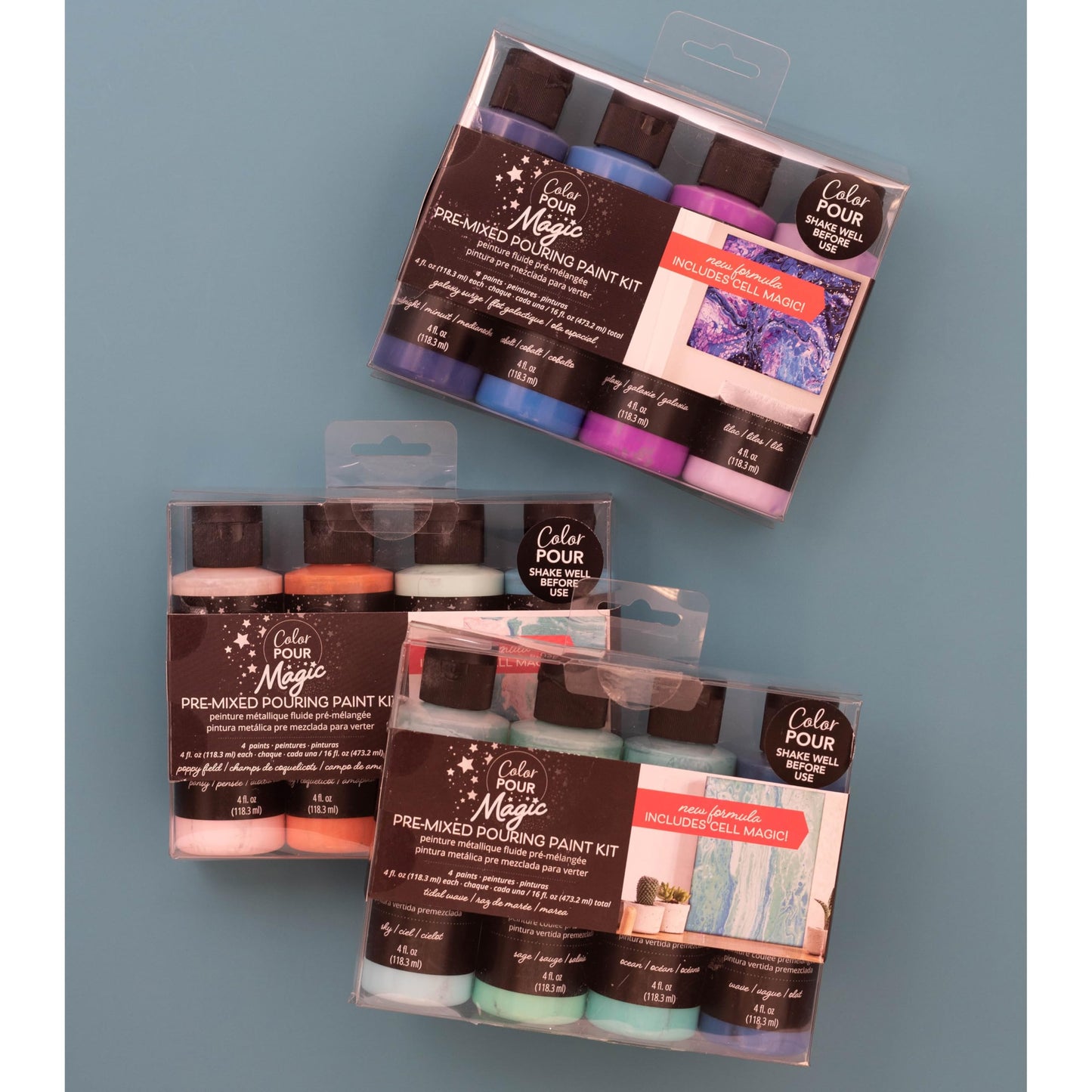 American Crafts Color Pour Magic Pre-Mixed Paint Kit 4/Pkg-Galaxy Surge