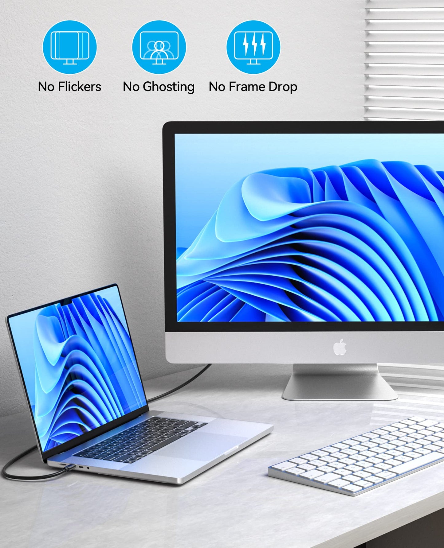 VENTION USB C to HDMI Cable 6.6FT (4K@30Hz, 2K@60Hz, 1080P@120Hz), Thunderbolt to HDMI Type C to HDMI Cable [Thunderbolt 3 Compatible] for MacBook