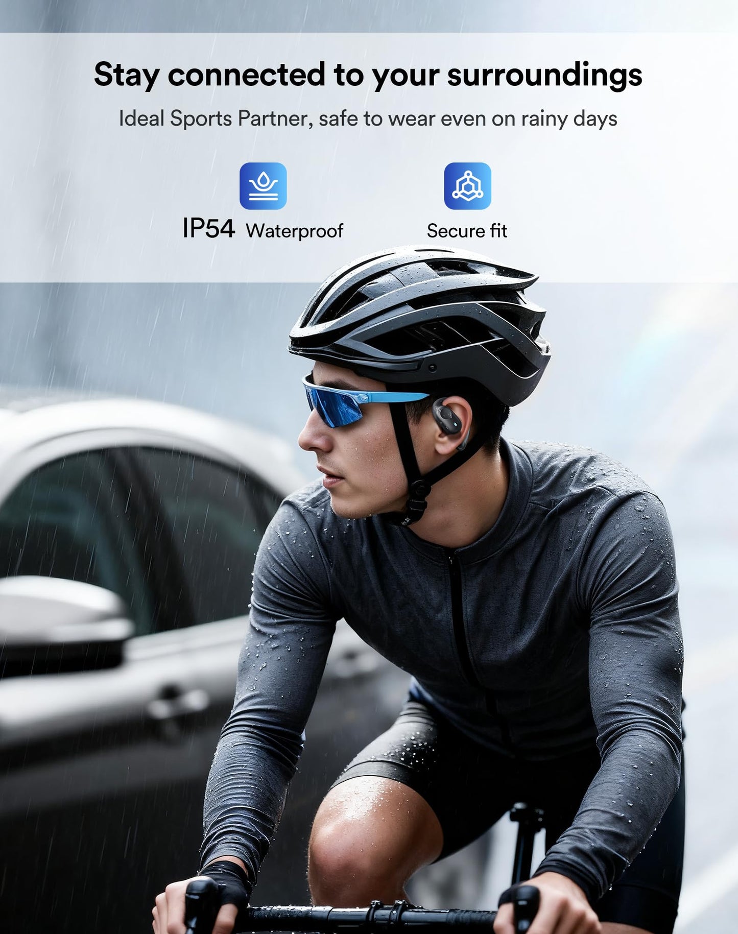 Eigsupia Open Ear Headphones, Bluetooth Headphones 5.3 Sports with Smart Digital Display, 36H Playtime, IP54 Waterproof, Wireless Earbuds Lightweight