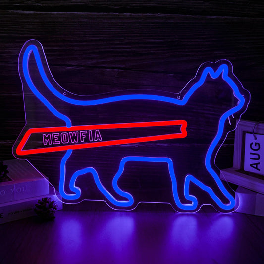 MEOWFIA Neon Sign for Wall Décor USB Powered Funny Cat Led Sign Dimmable Football Neon Light for Sport Bar Bedroom Game Room Gift for Sport Fans (16.7