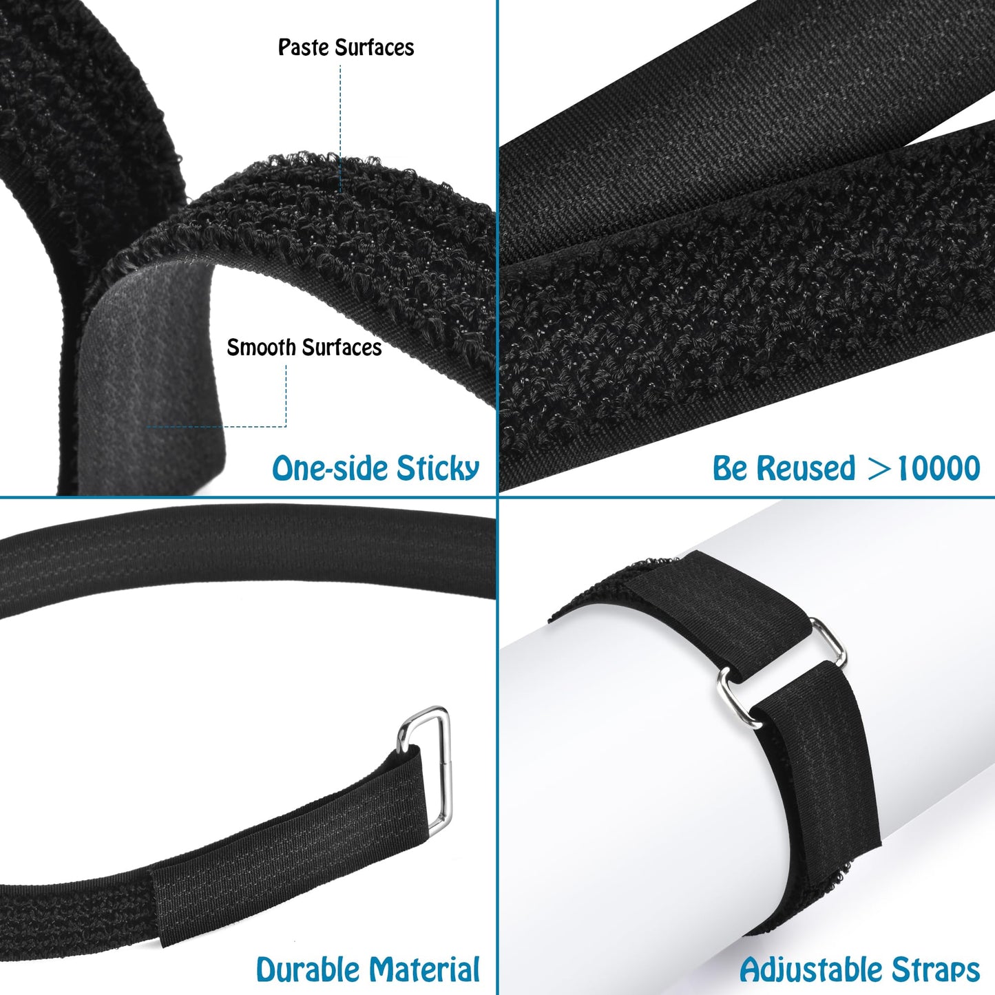 Nettbe 0.75"x19.7ft Hook and Loop Straps with 30 Buckles Adjustable Cut-to-Length Cable Ties - Reusable Nylon Fastening Tape Cable Straps for Storage
