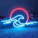 Sunrise Sunset Neon Sign Dimmable Wave Tropical Sunrise Ocean Neon Sign Surf Room Decor for Living Room Bedroom Office Bar Birthday Party Christmas