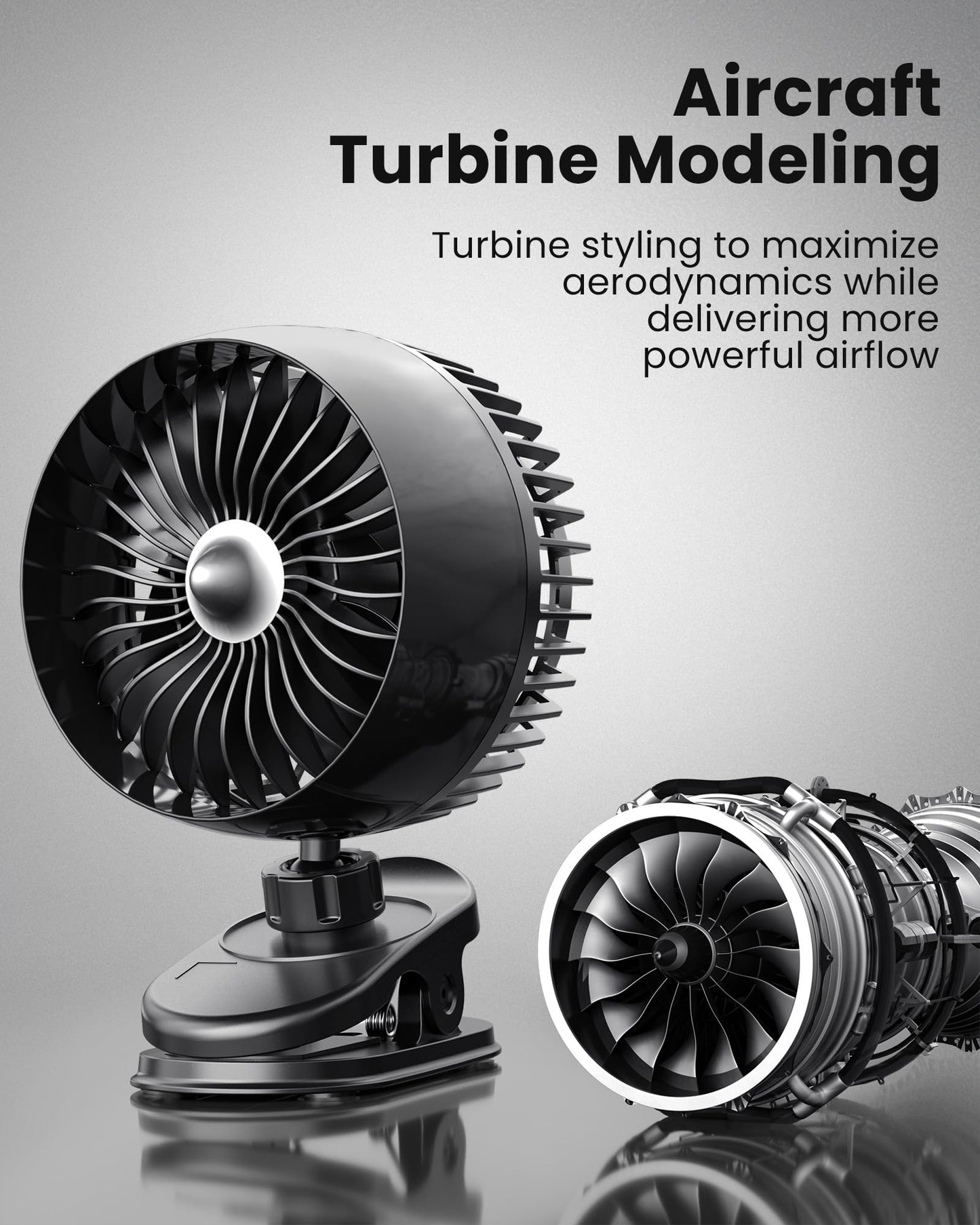 Koonie USB Clip on Fan, Strong Wind Ultra Quiet Small Desk Fan with Strong Clamp, More Than 360° Adjustable, 3 Speeds USB-C Corded Powered, Mini