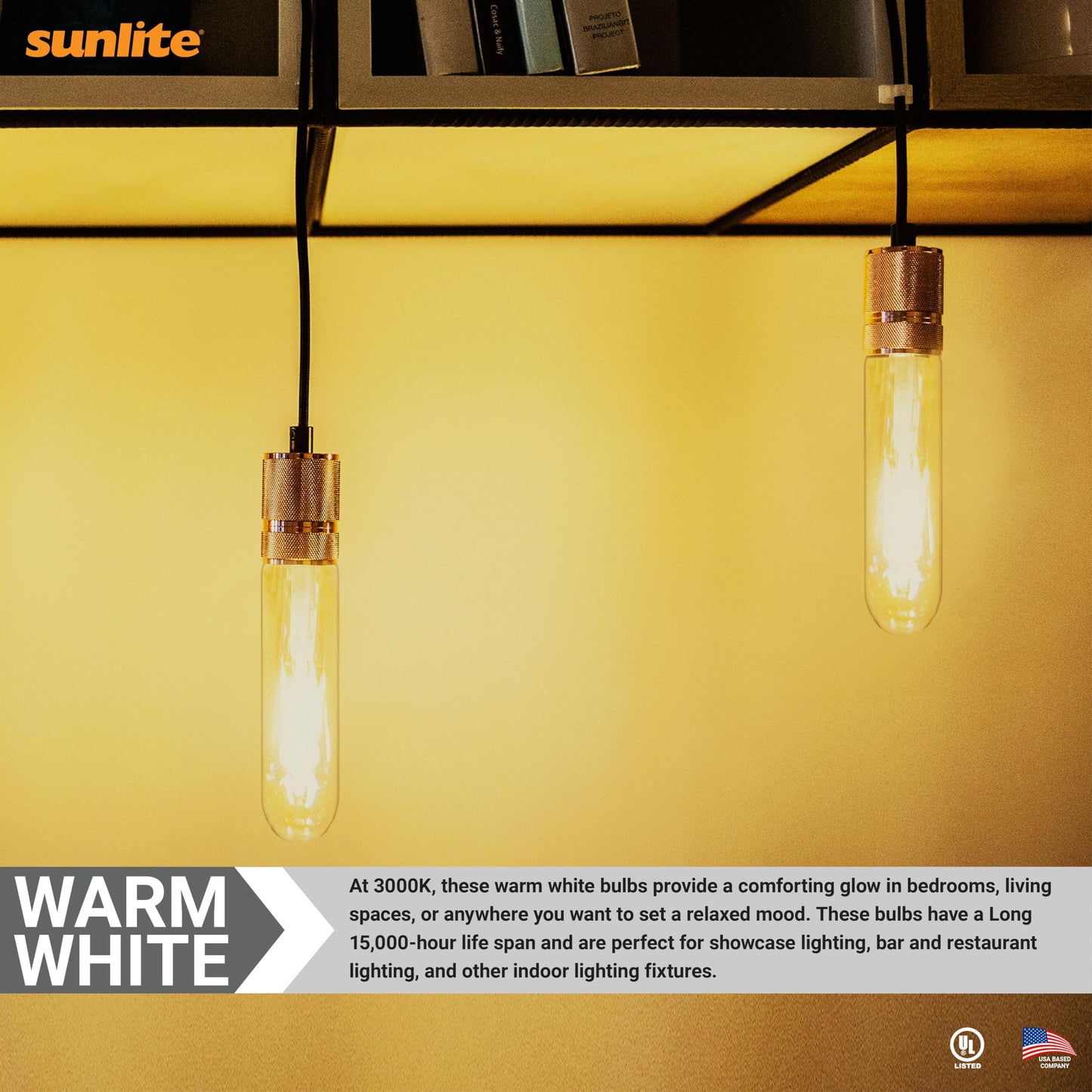 Sunlite LED Filament T10 Tubular Light Bulb, 2 Watts (25W Equivalent), 160 Lumens, Medium E26 Base, 120 Volts, Dimmable, 90 CRI, UL Listed, Clear