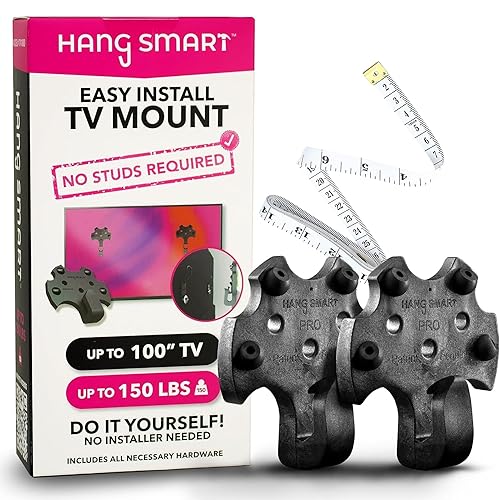 HangSmart TV® Wall Mount NO Stud - Original & Patented Easy Install, DIY for 19-100" TVs, Holds Up to 150LBS, Fits Most LED LCD Flat Screens