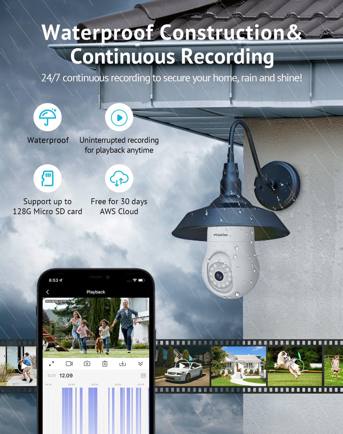 LaView 4MP Bulb Security Camera 2.4GHz,360° 2K Security Cameras Wireless Outdoor Indoor Full Color Day and Night, Motion Detection, Audible Alarm