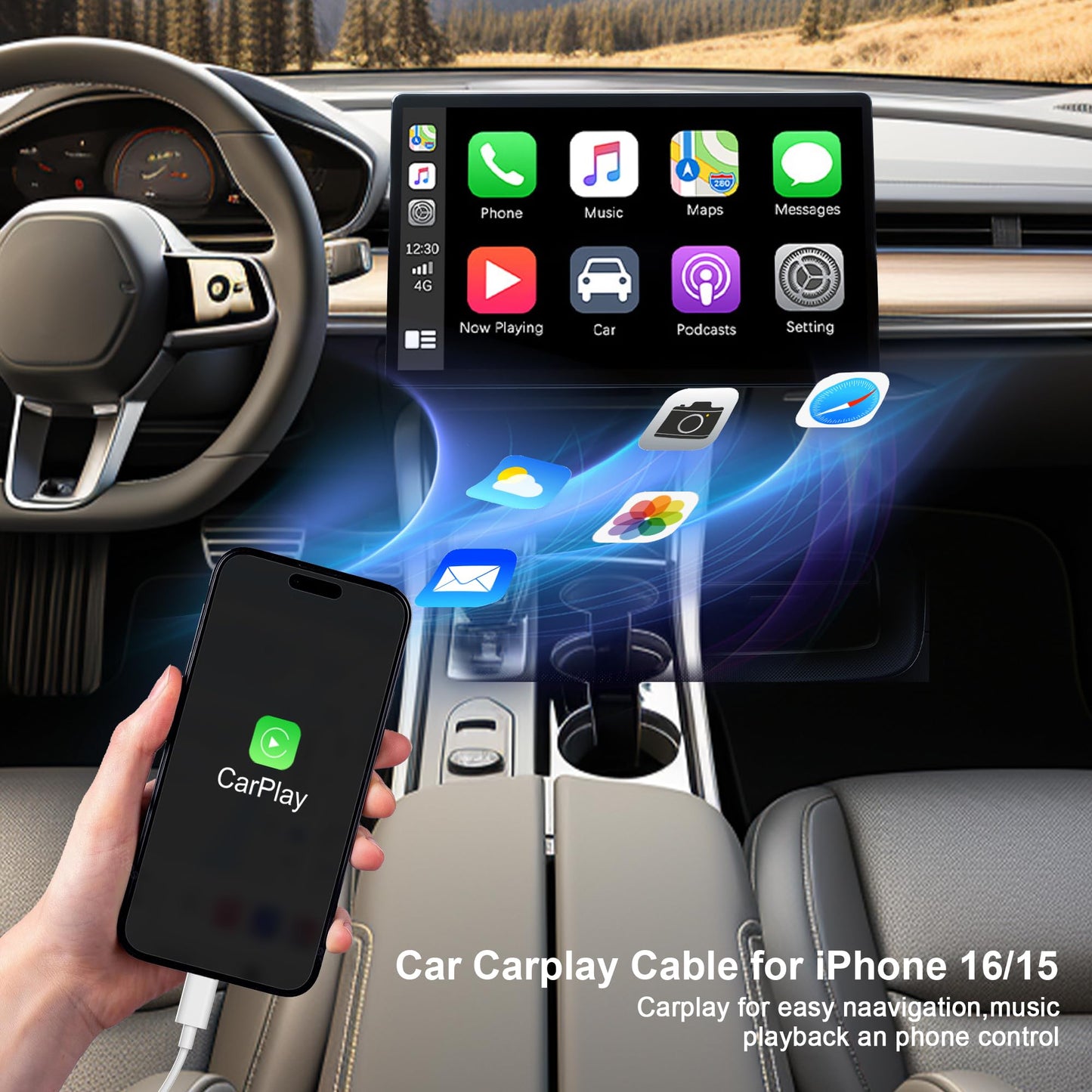 hibiker Car Carplay Cable for iPhone 16 15 Pro Max/Pro/Plus,USB to USB C Cable [1FT+2FT+3FT] for Car Charger Adapter,Carplay USB C Cord Accessories