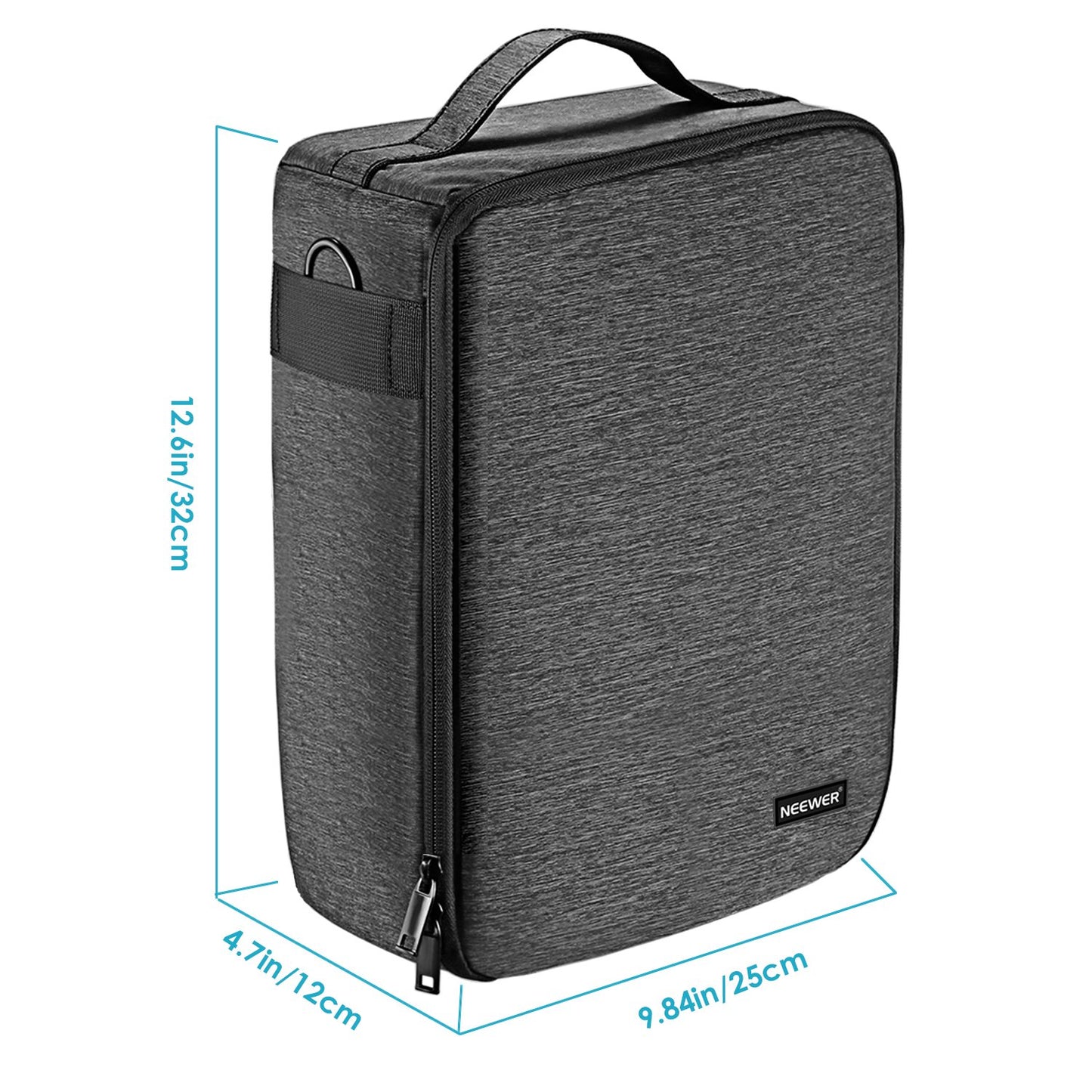 Neewer NW140S Waterproof Camera and Lens Storage Carrying Case 8.7x5.9x12.6 inches Soft Padded Bag for Canon Nikon Sony DSLR, 4 Lens or Flash