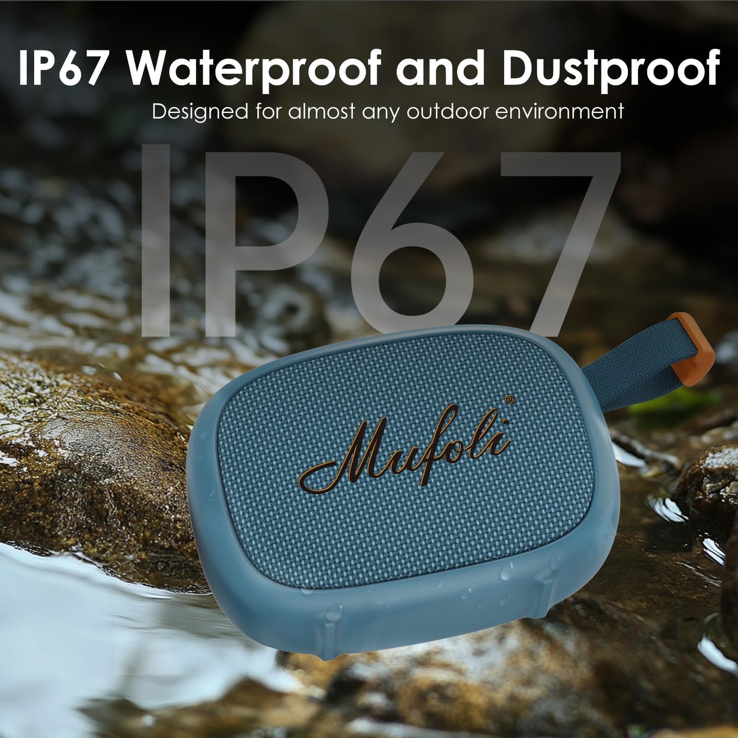 Mufoli Magnetic Bluetooth Speaker, Mini Portable Speaker, Up to 15H Playtime, IP67 Waterproof and Dustproof, Powerful Sound, for Indoors and Outdoors