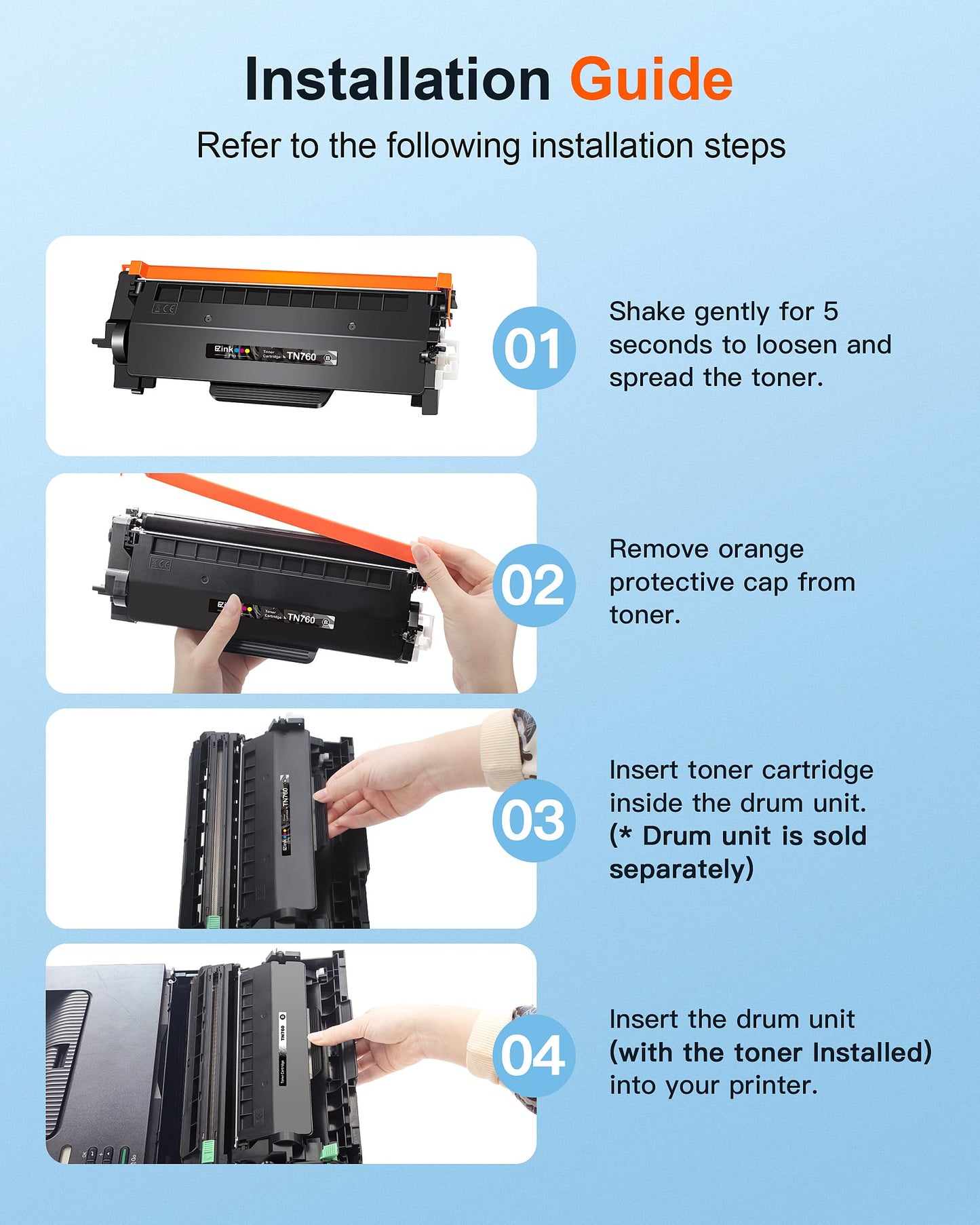 E-Z Ink Pro TN760 TN-760 TN730 TN-730 Toner Cartridge Replacement for Brother tn760 TN-760 to Use with HL-L2350DW HL-L2370DW HL-L2390DW HL-L2395DW