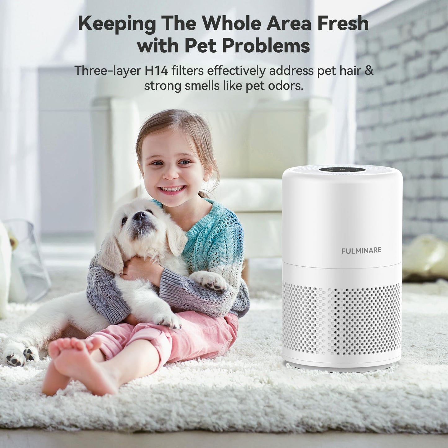 FULMINARE Air Purifiers for Home Bedroom HEPA Air Filter (White)