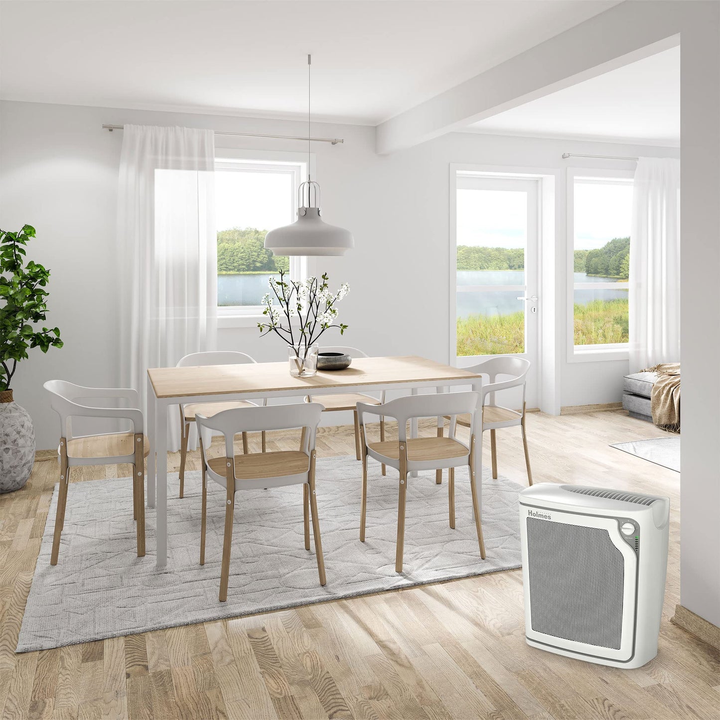 Holmes HAP8650B-NU-2 True HEPA Slim Console Air Purifier for Removing Airborne Irritants with Filter Life Progress Bar and Quiet Operation, Black