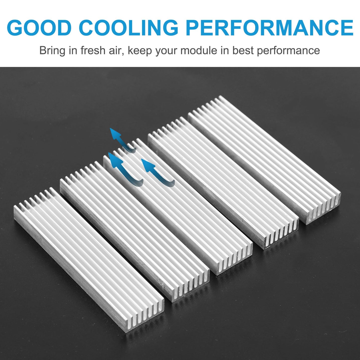 uxcell 5 Pcs Aluminum Heat Sink, Silver Tone Aluminium Radiator Heatsink Cooling Fins Cooler for Led Amplifier Transistor IC Module, 100x25x10mm/4 x1