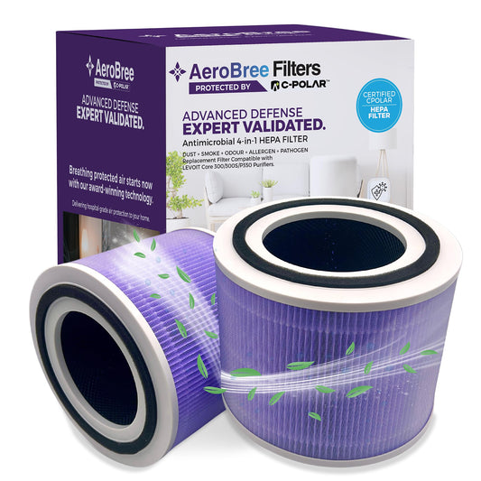 AeroBree Medical Grade C-POLAR™ Protective Coating Core 300 Durable Replacement Filter for LEVOIT Core 300/300S/P350 Air Purifier, 4-in-1 HEPA Filter