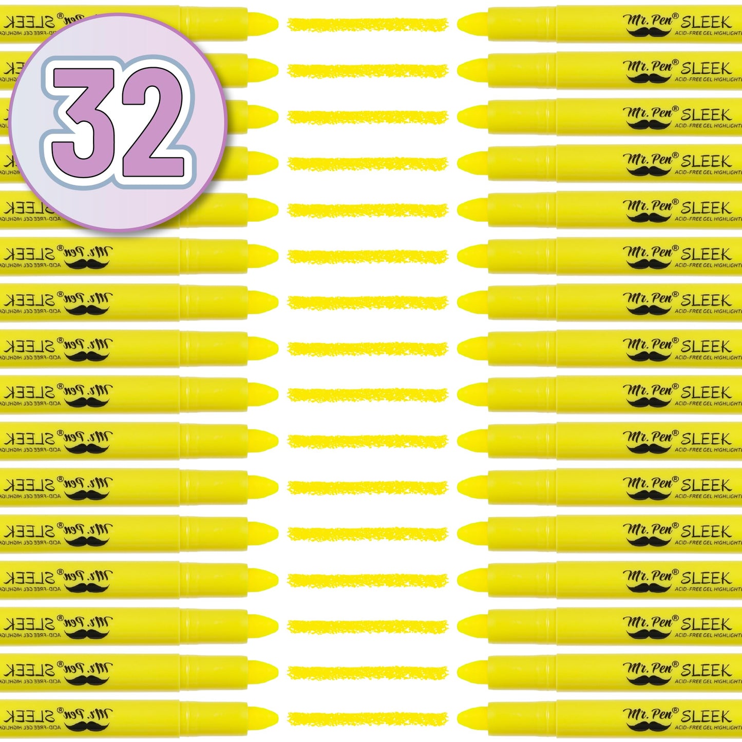 Mr. Pen- Yellow Gel Highlighter, 32 Pack, Bulk Twist-Up | Bible Highlighters No Bleed Through, Fast Drying, Odor-Free Gel Highlighter for Bible Study