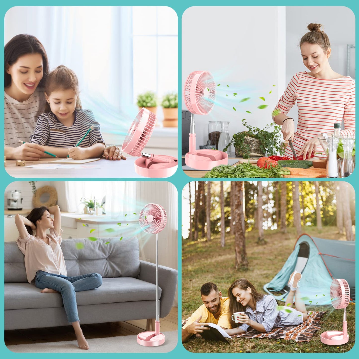 QUALORI Flodaway Fan Rechargeable, Fold Away Fans Portable for Traveling Foldable Compact, Desk and Floor Fan 7200mAh Portable Folding Fan Battery