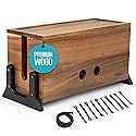 Extra Large Cable Management Box, Wood Cord Hider Box & Organizer for Power Strip, TV Wires & Desk Cable Storage