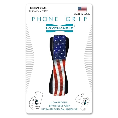 LOVEHANDLE Universal Phone Grip for Smartphones & Mini Tablets - Phone Holder for Hand - Wireless Charging Compatible - Made in The USA - Wavy