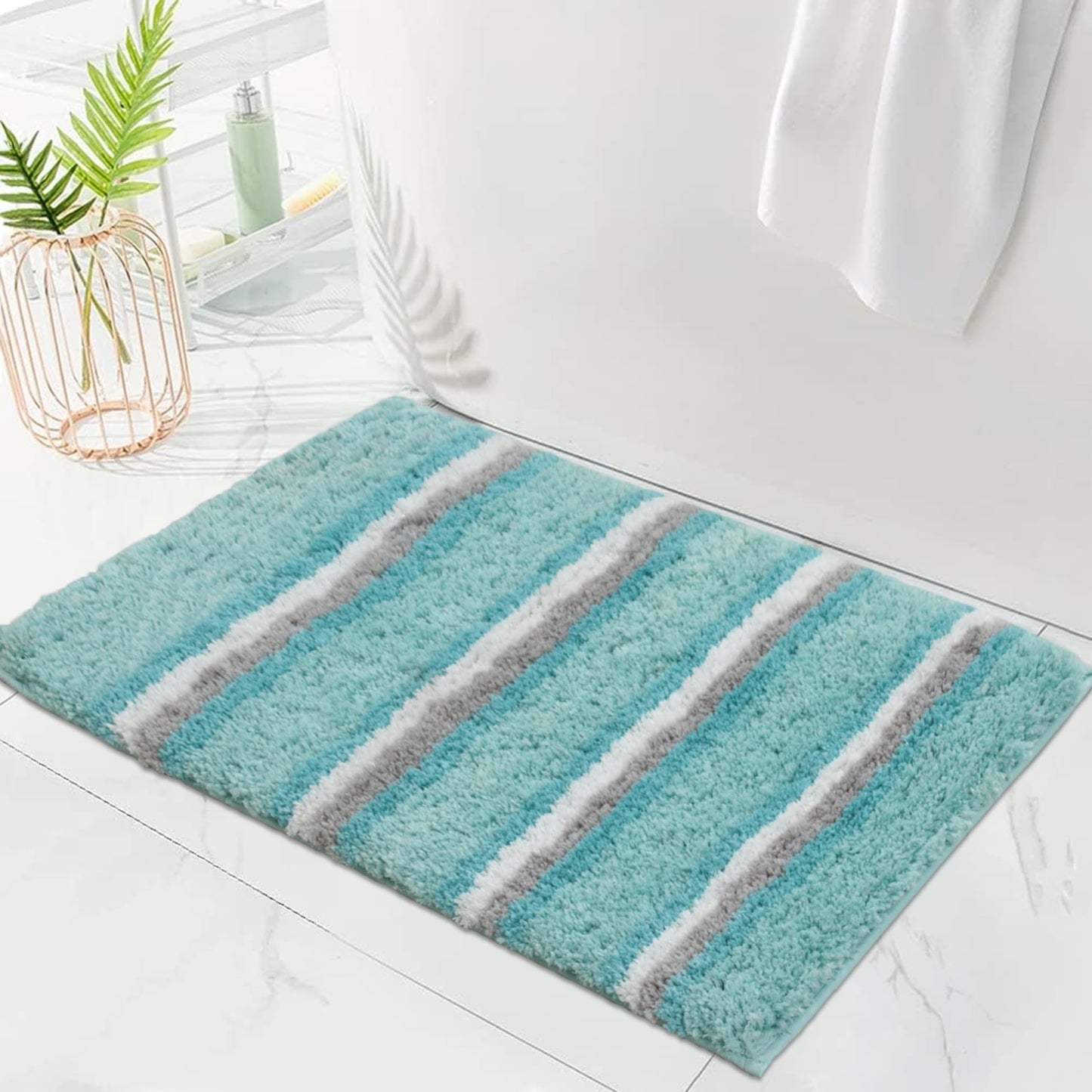 Home Weavers Glamour Collection 100% Polyester Microfiber Non-Slip Bath Rug,Extra Soft Microfiber Bedroom Shag Carpet with Anti-Slip…