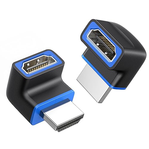 Cable Matters 2-Pack 48Gbps 8K Right Angle HDMI 2.1 Adapter with HDR, Supports 8K@60Hz / 4K@240Hz, 270 Degree HDMI Adapter Male to Female, Black