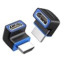 Cable Matters 2-Pack 48Gbps 8K Right Angle HDMI 2.1 Adapter with HDR, Supports 8K@60Hz / 4K@240Hz, 270 Degree HDMI Adapter Male to Female, Black