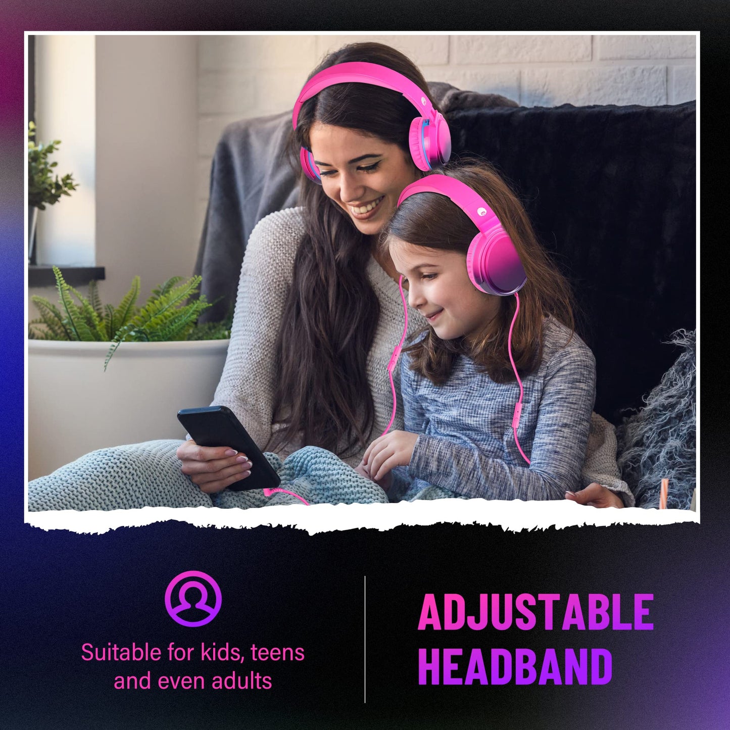 rockpapa Grade Wired Headphones with Microphone, Lightweight Foldable Stereo Bass Headphones with No-Tangle Cord & 3.5mm Jack for Women/Kids, Laptop…