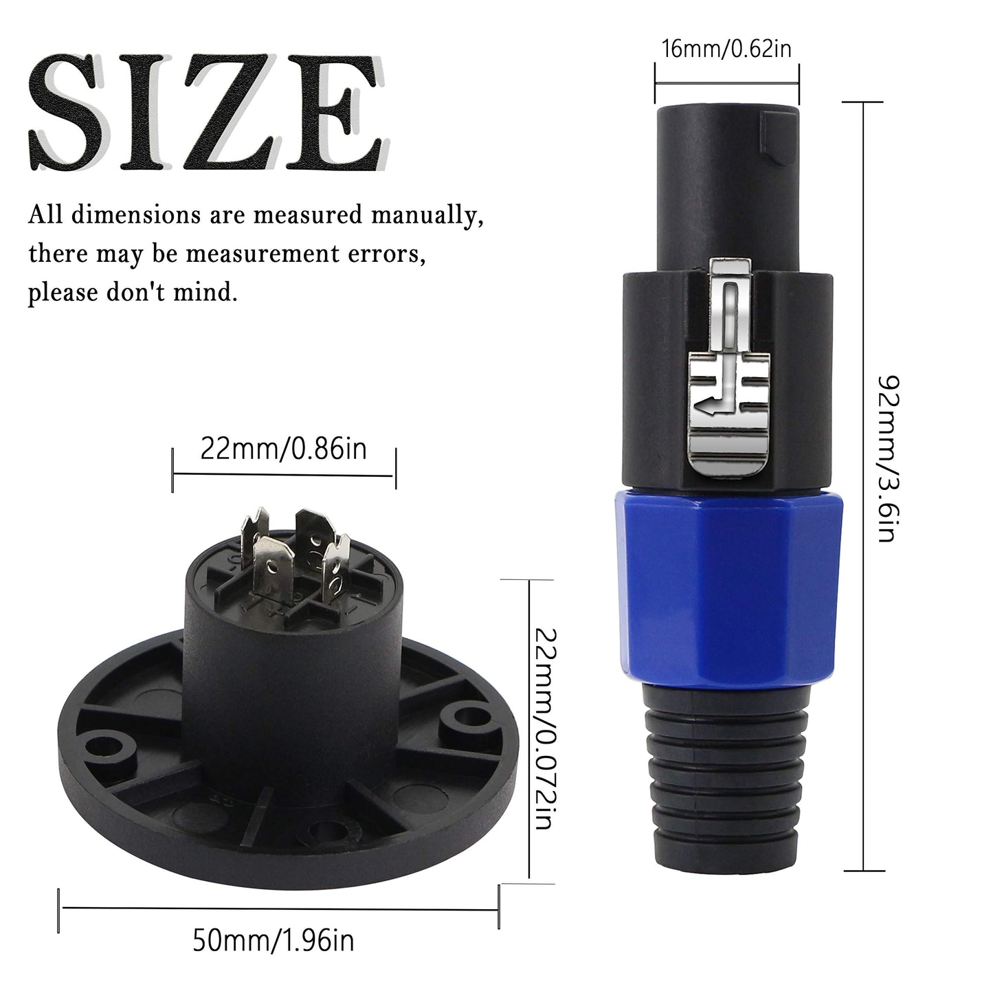 Speakon NL4FC?GELRHONR NL4 Connector Round Speaker Plug Twist Lock 4 Pole Speaker Plug Compatible with Speakon NL4FC, NL4FX, NLT4X, NL2FC, NA4LJ