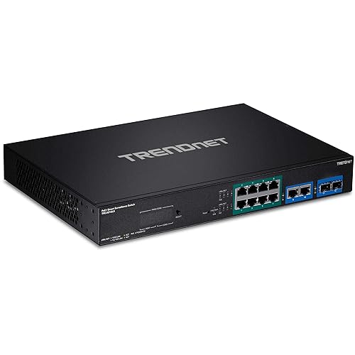 TRENDnet 12-Port Gigabit PoE+ Smart Surveillance Switch, TPE-3012LS, 8 x Gigabit PoE+ Ports, 2 x Gigabit Ports, 2 x SFP Slots, 110W PoE Budget