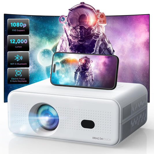 Electric Focus Mini Projector with 5G WiFi and Bluetooth, Support FHD 1080P Smart Video Projector, 12000L Portable Movie Projector with Auto Keystone