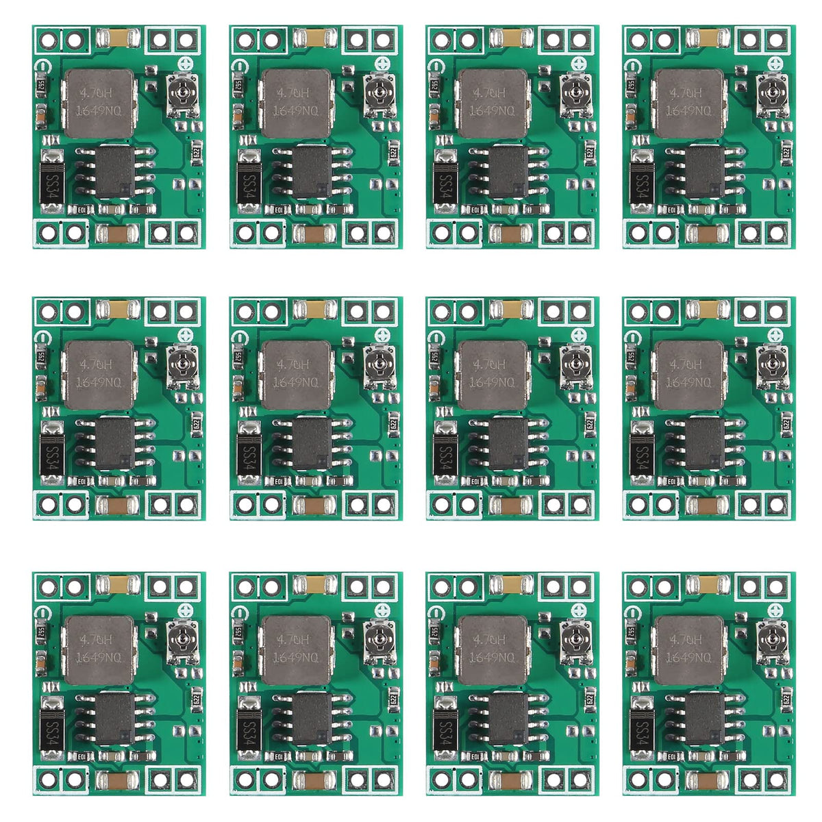 ACEIRMC 12pcs MP1584EN Mini 3A DC-DC Buck Converter 4.5V-28V to 0.8V-20V Adjustable Voltage Regulator 24V/12V/9V to 12V/5V/3.3V Step-Down Power Module