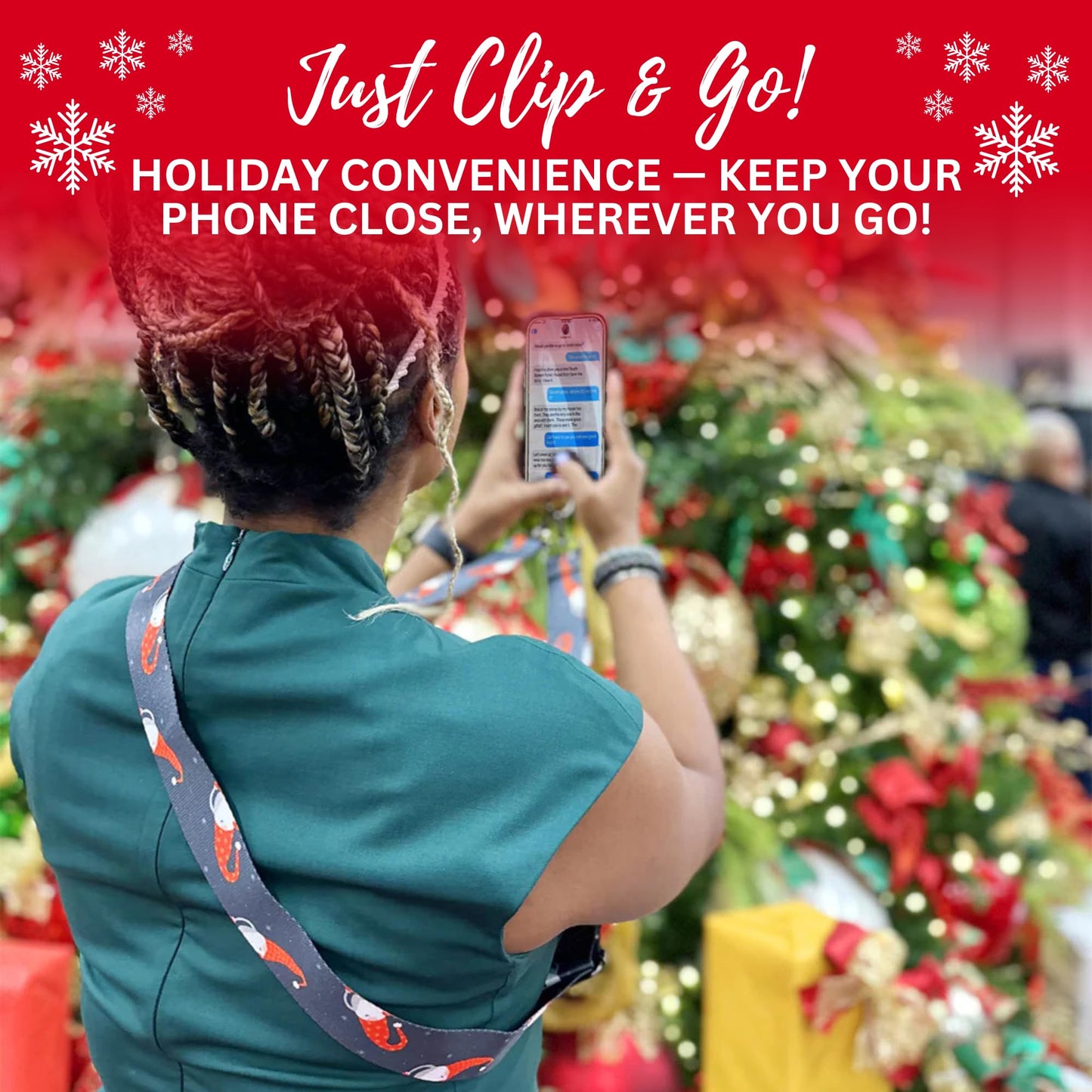 Save the Girls Clip and Go Phone Strap Christmas Collection (Peeking Gnomes) - Crossbody Phone Strap and Phone Wrist Strap Limited Edition - Phone