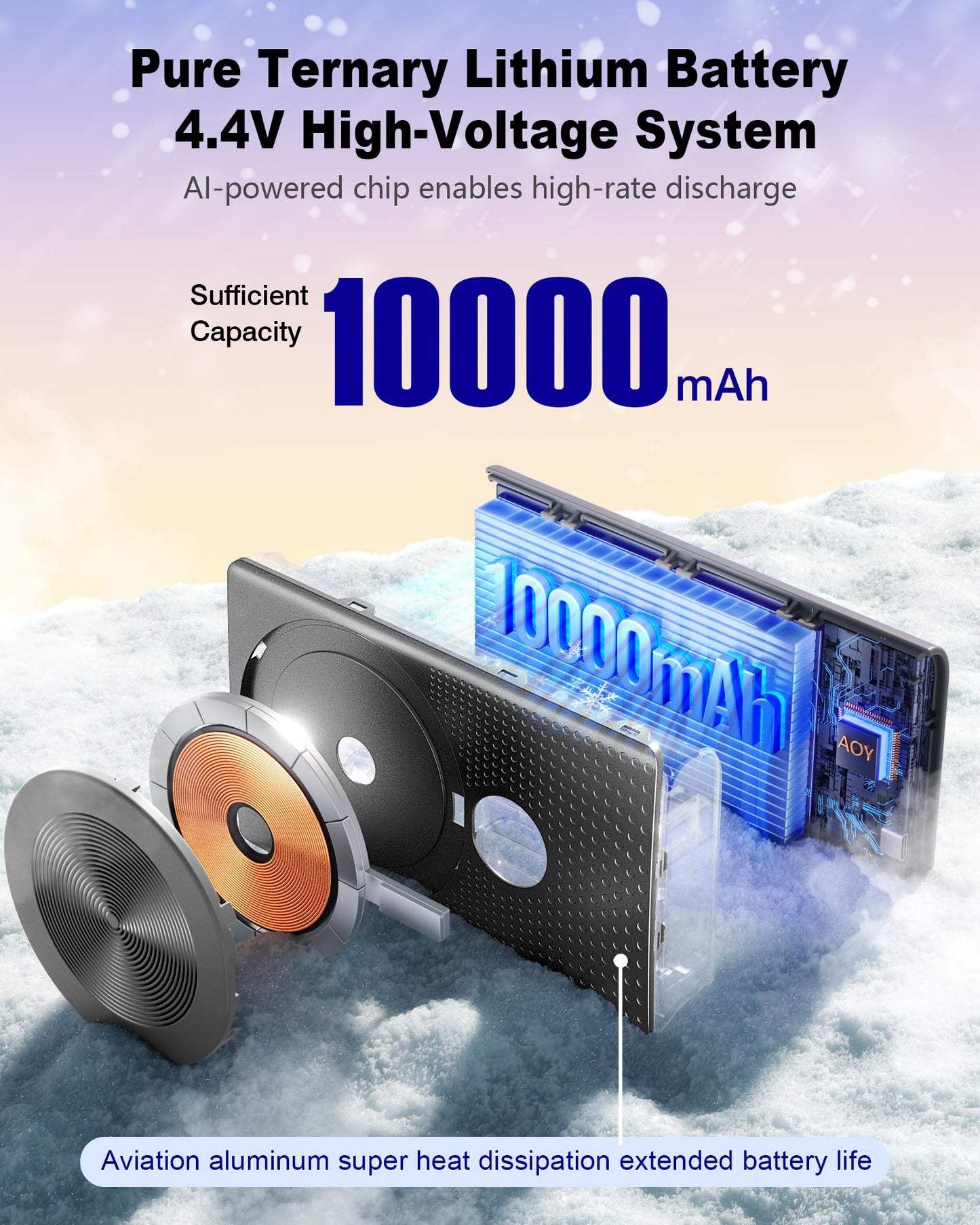 Aaoyun Magnetic Portable Charger 10000mAh, 15W Wireless & 22.5W PD Fast Charging Battery Pack, USB-C in/Out, Ultra-Strong Magnet for iPhone