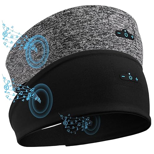 TOPIEI Sleep Headphones Bluetooth Headband for Side Sleeper 2-Pack, 17H Playtime, Wireless Headband Headphones with HD Stereo Speakers…