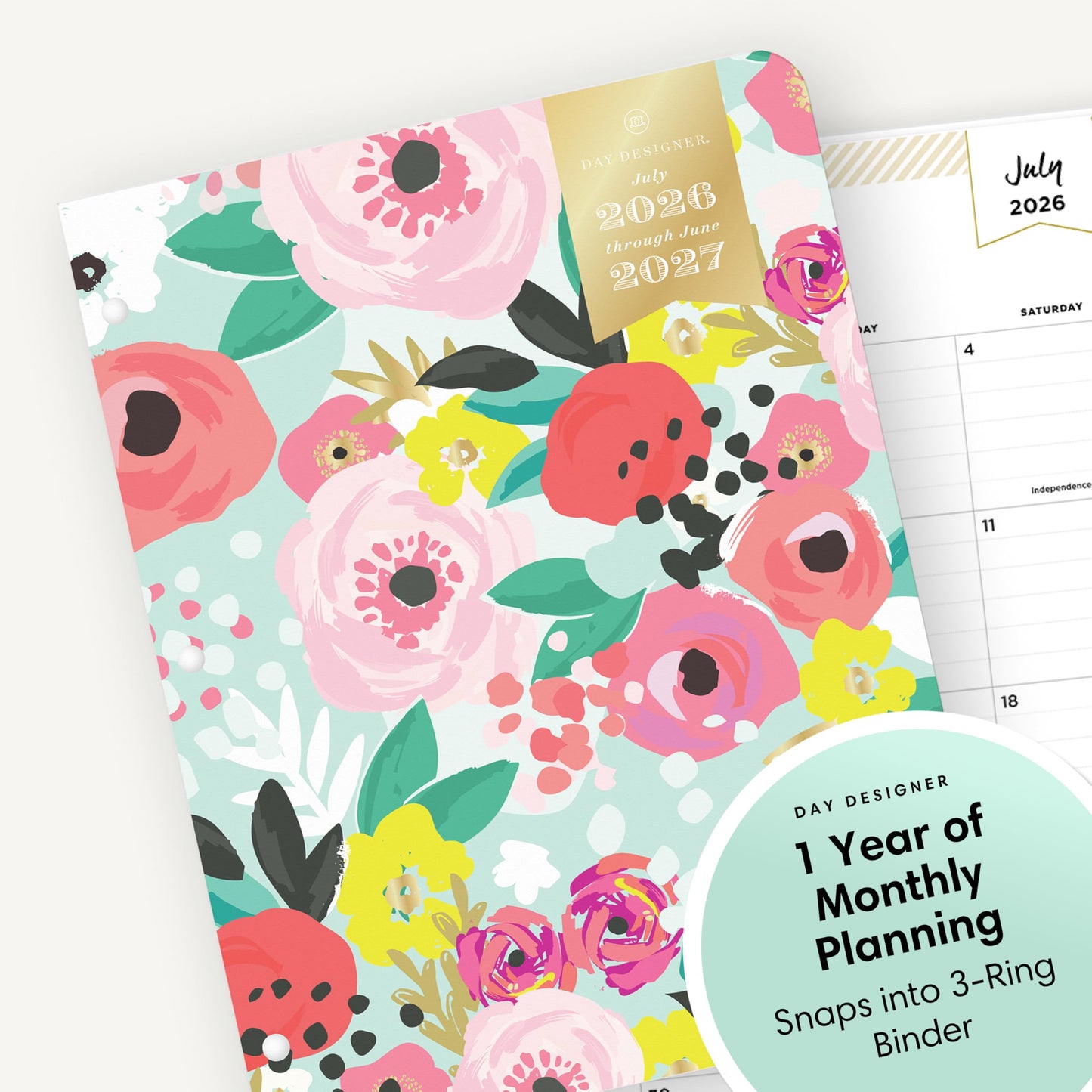 Blue Sky 2026-2027 Monthly Academic Planner, 8.5"x11", Secret Garden Mint