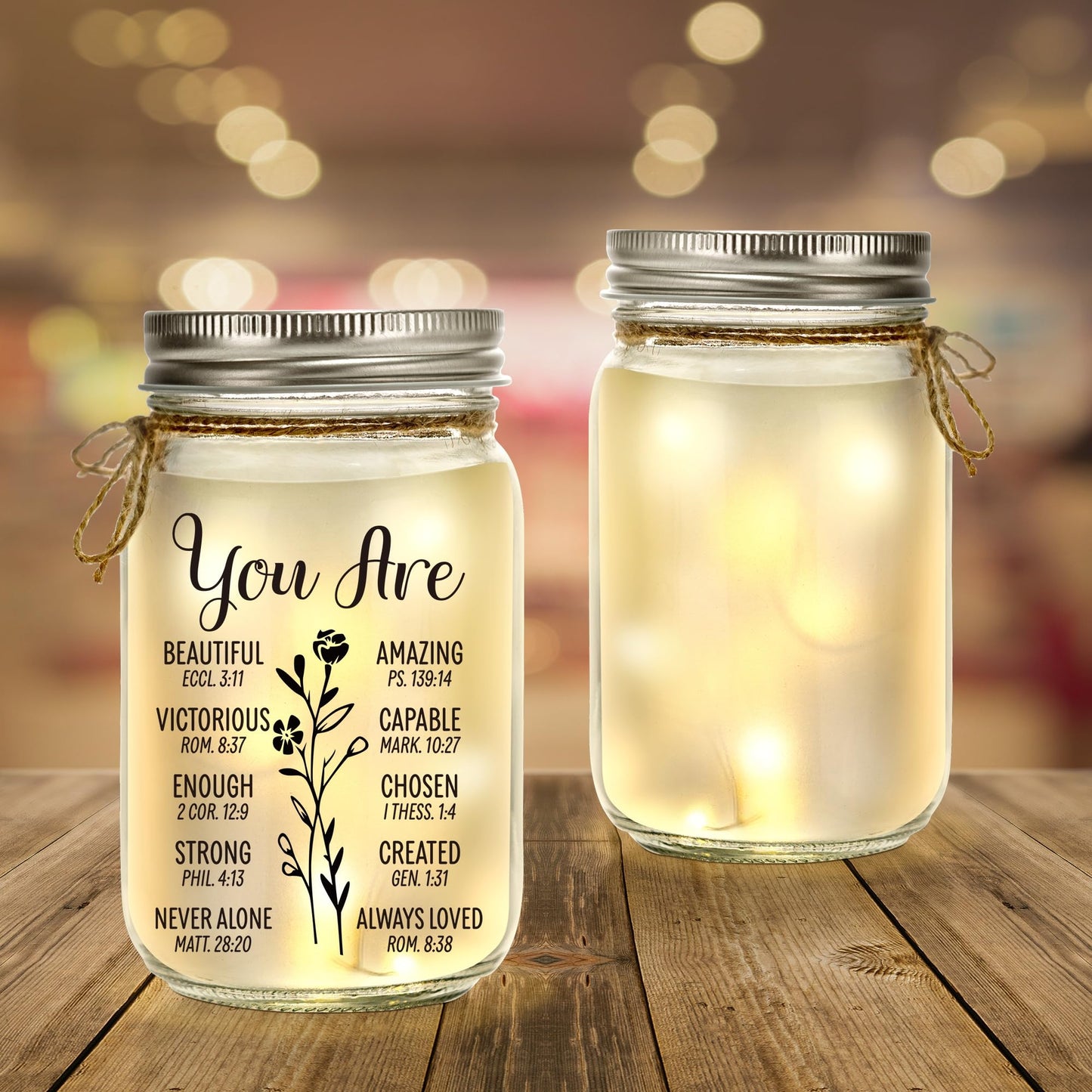 Kenon Mason Jar Night Light Gift for Friend, Birthday Day Gifts for Women, Home Decoration Lights, Personalized Night Light Birthday Mothers Day