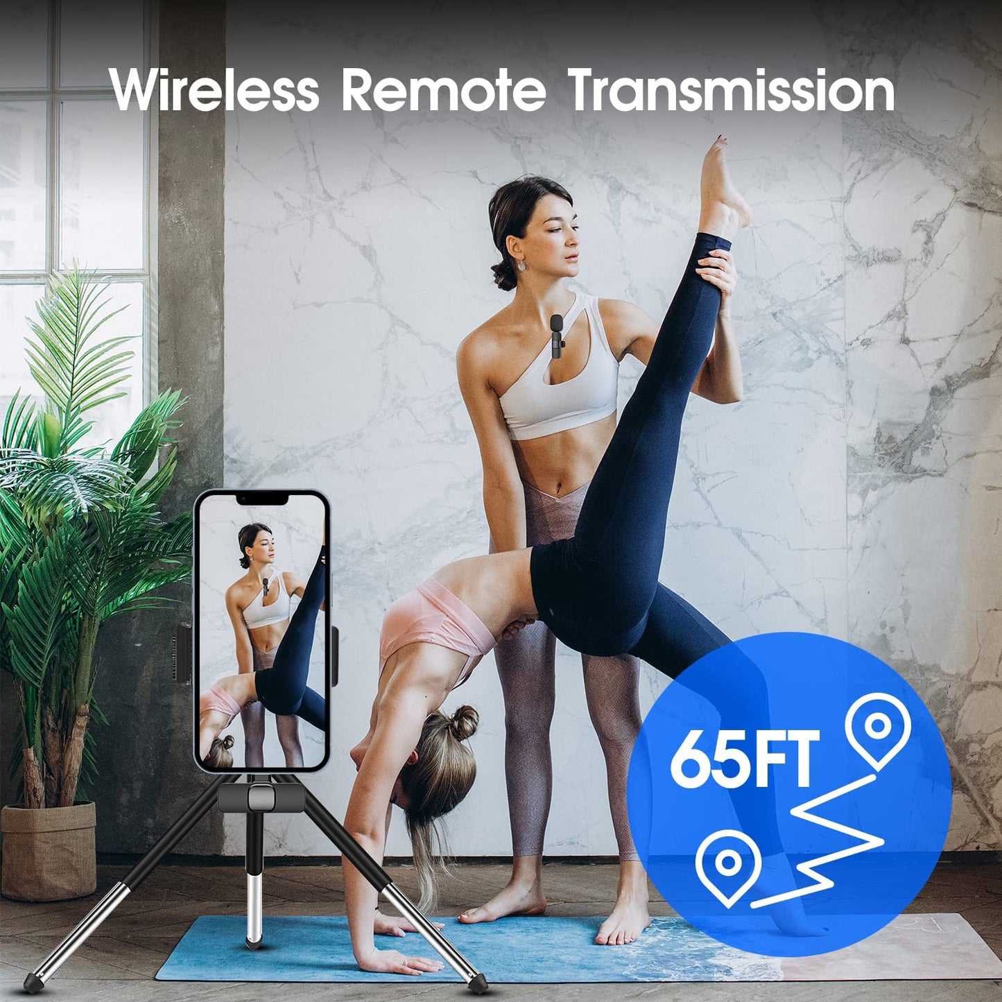 Kdewere 2 Pack Wireless Lavalier Microphone for iPhone iPad, Lapel Mics Plug-Play 2.4G Ultra-Low Delay Built-in Noise Reduction Chip 8H Working Time